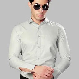 UR ETHICS Men Grey Self Design Slim Fit Premium Semiformal Shirts-picture-40