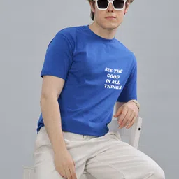 FALTU.CO Men Typography Printed Round Neck Pure Cotton Oversized T-shirt image 4