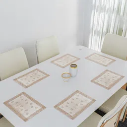 Aura 6-Pcs Cream-Coloured & Yellow Printed Table Placemats image 3