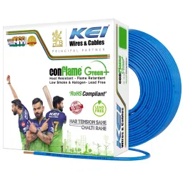 KEI Conflame Green+ Heat & Flame Retardant Low Smoke & Halogen House Wire 4 Sq. mm 1 Core 90 m Copper Blue-picture-27
