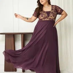Miss Chase A+ Georgette Fit & Flare Maxi Dress image 1