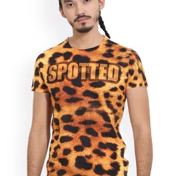 Wear Your Mind Men Brown Animal Print Round Neck T-shirt-picture-25