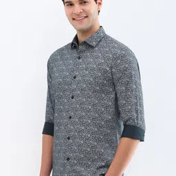 Allen Solly Men Classic Spread Collar Floral Printed Cotton Slim Fit Casual Shirt image 2