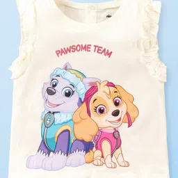 Babyhug Cotton Knit Sleeveless Paw Patrol Printed T-Shirt - Cream-image-55
