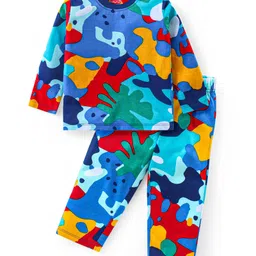 Babyhug Cotton Knit Full Sleeves Night Suit Abstract Print- Multicolour-picture-12