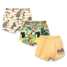 Babyhug Disney Cotton Lycra Trunk With Mowgli & Friends Graphics Pack Of 3 - White Green & Tan-picture-36