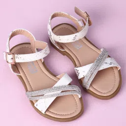 Cute Walk by Babyhug Sandals with Studded Lace - White image 2
