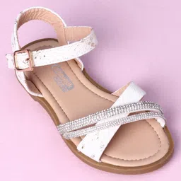 Cute Walk by Babyhug Sandals with Studded Lace - White image 3