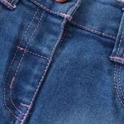 Babyhug Mid Thigh Length Solid Color Stretchable Denim Skirt - Blue image 3