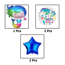 Bubble Trouble Happy Birthday Decoration Mermade Theme Combo Kit Items With Metallic Balloons Foil Curtain Shimmer For Little Kids Theme Birthday Party Decorations Pink Pack of 39 image 3