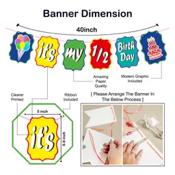 Zyozi Multicolor Its My Half Birthday Banner - 6th Month Birthday Banner image 2