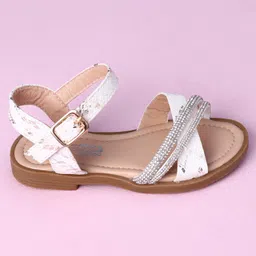 Cute Walk by Babyhug Sandals with Studded Lace - White image 4