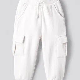 Bonfino 100% Cotton Fleece Drop Shoulder Full Sleeves Text Printed Sweatshirt With Cargo Jogger Set - Green & White image 4