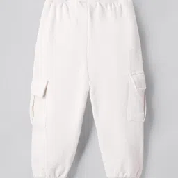 Bonfino 100% Cotton Fleece Drop Shoulder Full Sleeves Text Printed Sweatshirt With Cargo Jogger Set - Green & White image 5