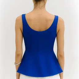 Pookiie Women Square Neck Sleevsless Scuba Peplum Top image 4