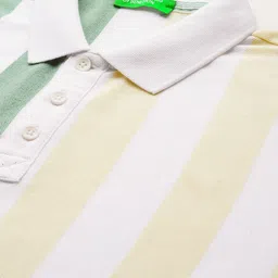 United Colors of Benetton Striped Polo Collar Pure Cotton T-shirt image 4
