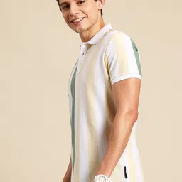 United Colors of Benetton Striped Polo Collar Pure Cotton T-shirt image 3