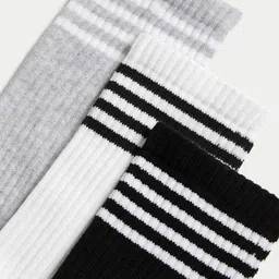 Marks & Spencer WomenPack Of 3 Striped Calf Length Socks image 2