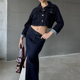 Zwankee Straight Midi Denim Skirt-picture-15