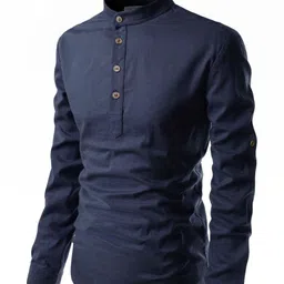 Edin Men Solid Cotton Kurtas image 4