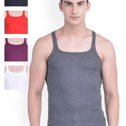 Dollar Bigboss Men Solid Pack of 5 Combed Cotton Racerback Styled Vest-image-47