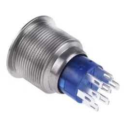 RS PRO Illuminated Push Button Switch Momentary 22.2 mm DPDT Blue LED 250 V AC, 1759251 image 4