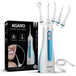 Agaro Ultra Plus Portable & Rechargeable Oral Irrigator with 5 Nozzles & 4 Modes - White-image-86