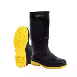 Robustt Steel Toe Printed Leather Waterproof Yellow & Black Gumboot Safety Shoes Size 6-picture-14