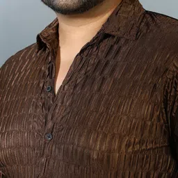 Instafab Plus Comfort Self Design Spread Collar Long Sleeves Cotton Shirt image 3