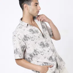 Blnk Abstract Printed Spread Collar Oversized Shirt image 2