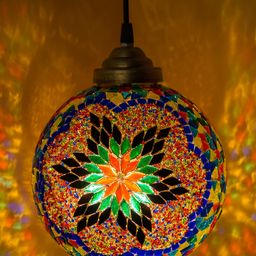 Homesake Turkish Moroccan Mosaic Handmade Glass Lamp - Multicolour-picture-20