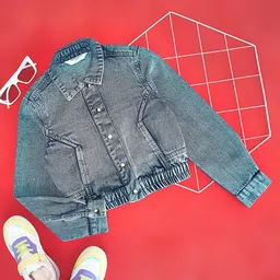 Pantaloons Junior Full Sleeves Solid Denim Jacket - Light Blue-picture-18