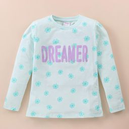 Tango Single Jersey Full Sleeves T-Shirt with Text & Floral Print - Sea Green-picture-26