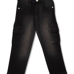 LEO Denim Mild Washed Cargo Jeans - Black-picture-42