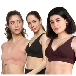 &Circus Pack Of 3 Sleeveless Solid Maternity Nursing Bra - Multi Colour-picture-21