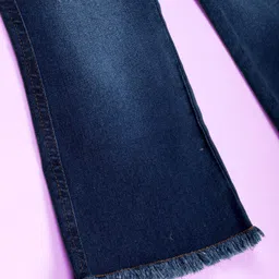 KiddoPanti Girls Regular Fit High-Rise Highly Distressed Light Fade Embellished Stretchable Jeans image 3