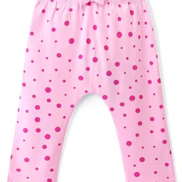 Babyoye Interlock 100% Cotton Knit Full Length Diaper Leggings  Polka Dot & Kitten Print Pack of 2  -  Pink & Blue image 2