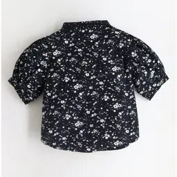 Cherry Crumble By Nitt Hyman Half Sleeves Floral Printed Top - Black & White image 3