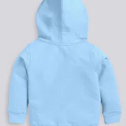 giniekids Cotton Lycra Full Sleeves Solid Hoodies - Blue image 3
