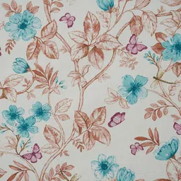 Floating Walls Furnishings White & Blue Floral Window Curtain image 4