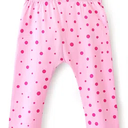 Babyoye Interlock 100% Cotton Knit Full Length Diaper Leggings  Polka Dot & Kitten Print Pack of 2  -  Pink & Blue image 3