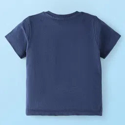 Babyhug Cotton Knit Half Sleeves Shorts Set With Dino Print - Navy Blue image 3