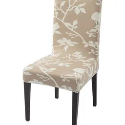 HOKIPO Brown & Cream-Color Printed Stretchable Chair Covers-image-93