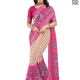 Kemza Pack Of 2 Striped Zari Sil Cotton Patola Sarees With Unstitched Blouse-image-30
