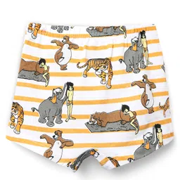 Babyhug Disney Cotton Lycra Trunk With Mowgli & Friends Graphics Pack Of 3 - White Green & Tan image 5