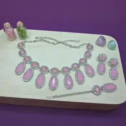 VATSALYA creation Alloy Gold- plated Pink Jewellery Set-picture-19