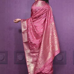 AMRUTKALA SAREES Ethnic Motifs Zari Silk Blend Banarasi Saree image 2