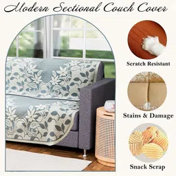 Myntra Elegant Homes Blue & White 2 Pieces Floral Printed Cotton 3 Seater Sofa Covers image 4