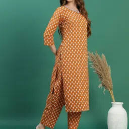 Ramas Floral Printed Sequinned Pure Cotton Kurta with Palazzo image 3