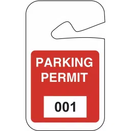 BRADY White and Red Plastic Rear View Mirror Tag Parking Permits, 3TME9-image-15